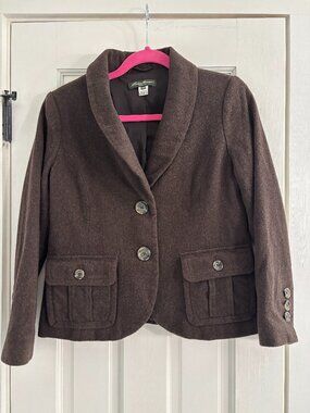 Eddie Bauer Wool Blend Blazer Brown - Size 10P